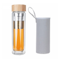 Water glass bottles 500ml tumbler tea fruit infuser water bottle with bamboo Lid